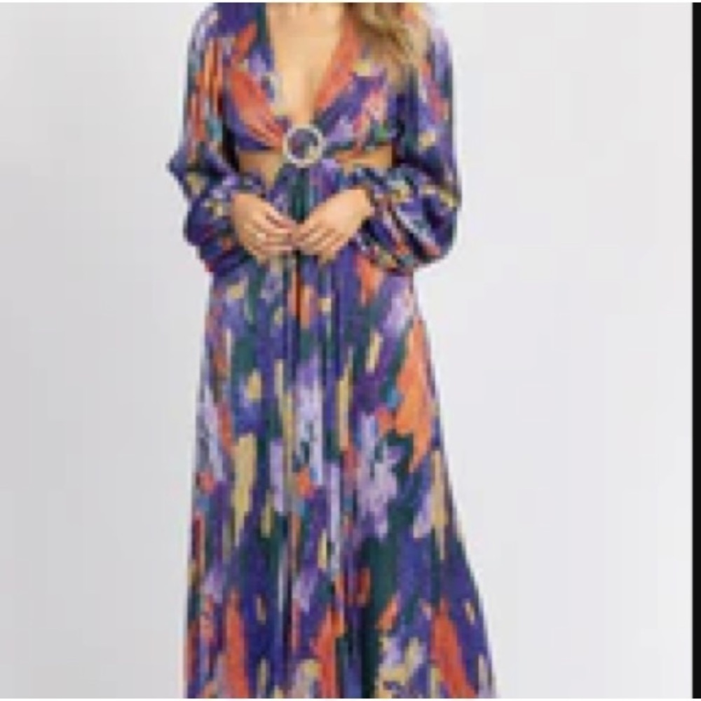 NWT PURPLE MULTI-METALLIC CUTOUT MAXI DRESS L’Abeye.​​​​​​​​​​​​